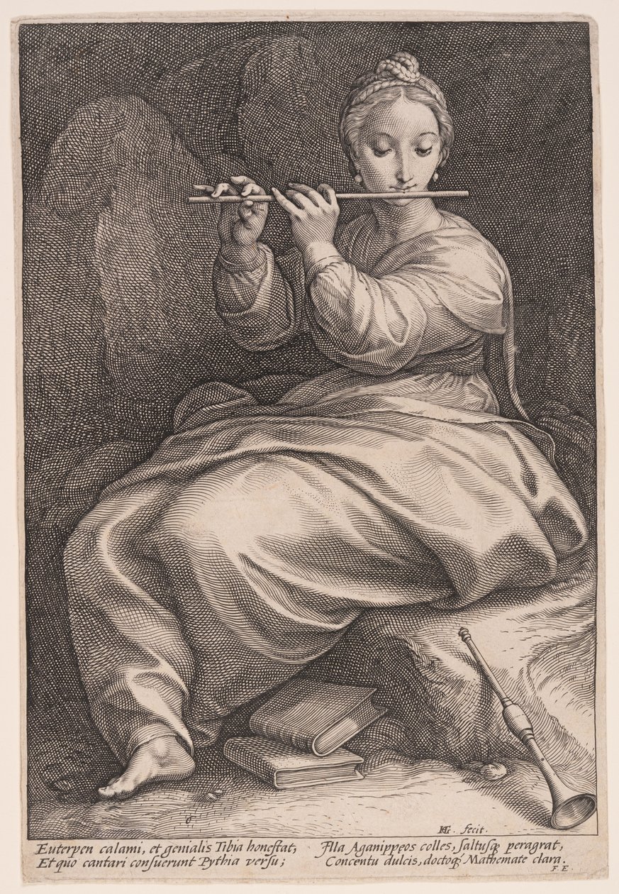 Euterpe, The Muse of Music, from The Nine Muses by Hendrick Goltzius
