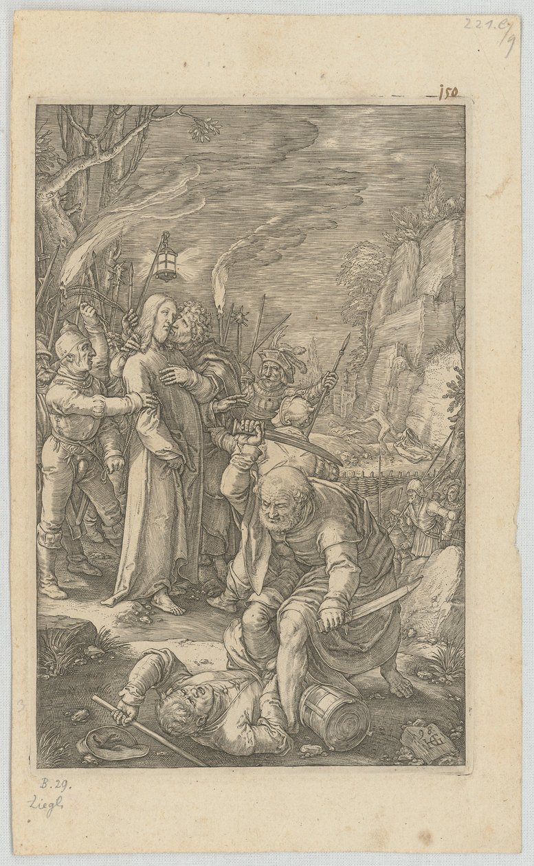 The Arrest of Christ, plate 3 from the series “The Passion” by Hendrick Goltzius