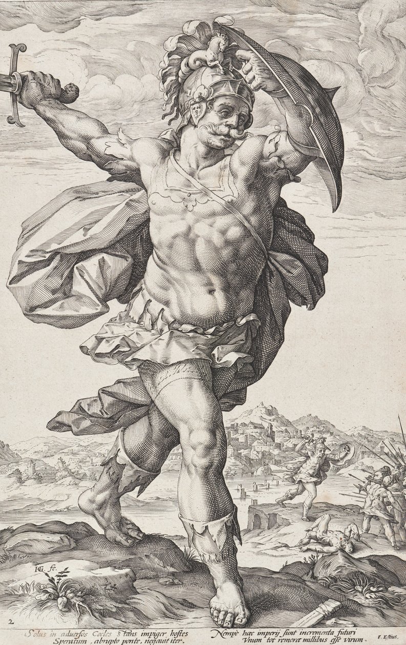 Horatius Cocles (Roman Heroes, Plate 2) by Hendrick Goltzius