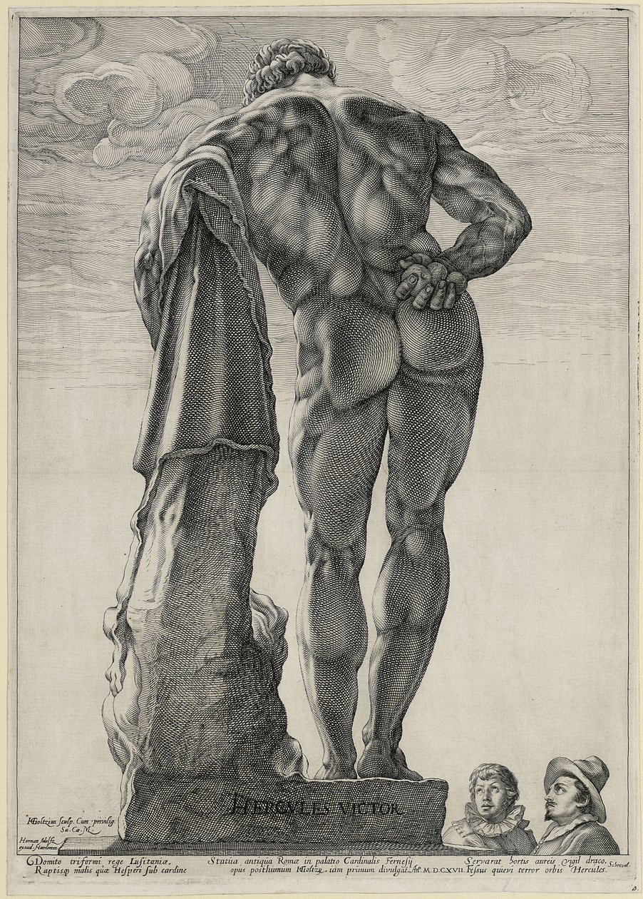 Jacob Matham and Hendrick Goltzius Viewing the Farnese Hercules by Hendrick Goltzius