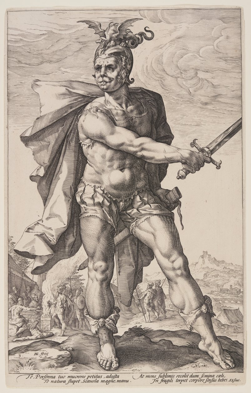 Mucius Scaevola, from The Roman Heroes by Hendrick Goltzius