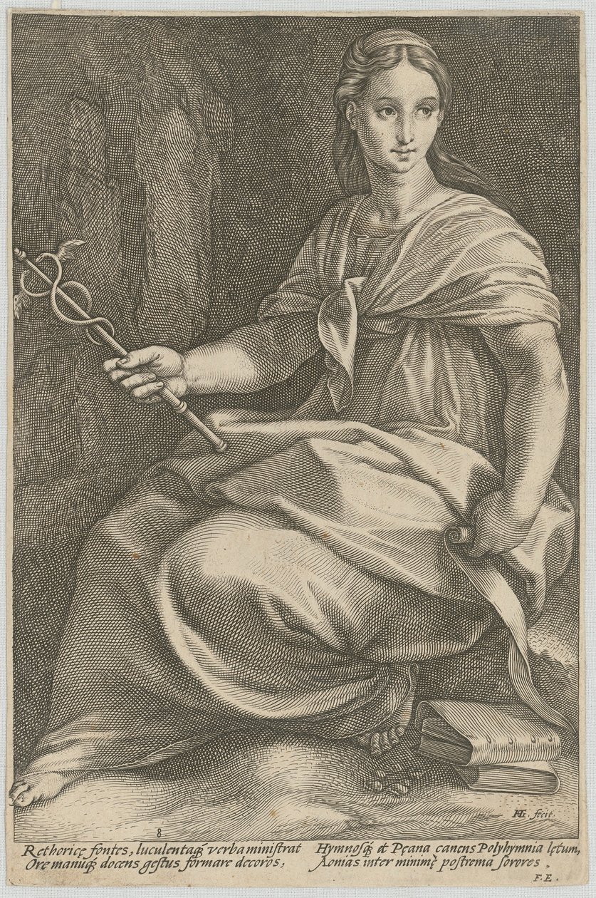 Polyhymnia, Plate 8 of the series “Nine Muses” by Hendrick Goltzius