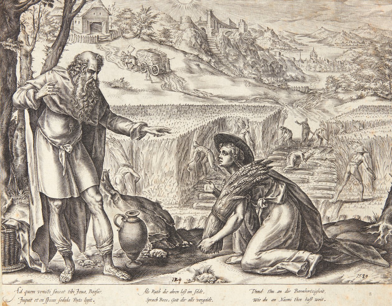 Ruth Gathers Ears of Grain in Boaz