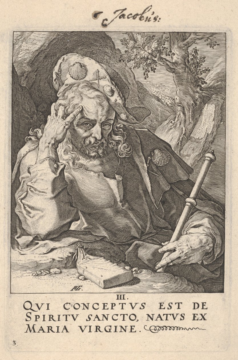 St. James the Great, from "Christ, the Apostles and St. Paul with the Creed" by Hendrick Goltzius
