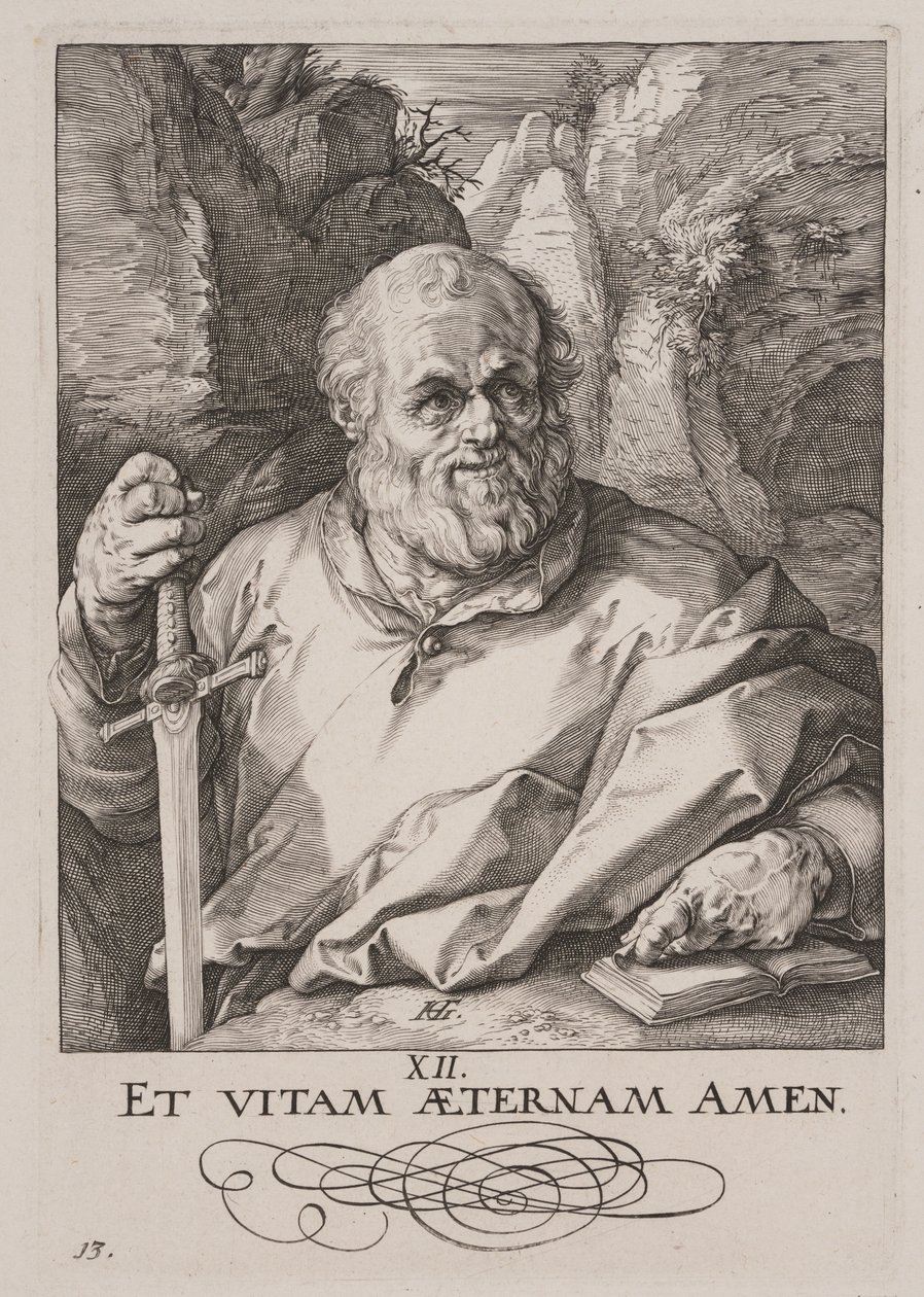 St Matthias, from Christ, the Apostles and St Paul with the Creed by Hendrick Goltzius