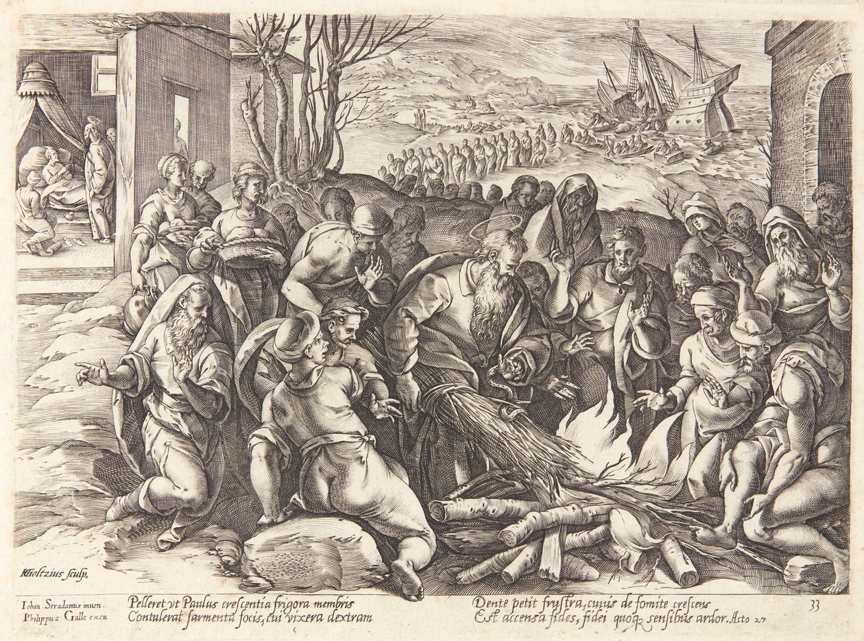 St. Paul Bitten by the Viper by Hendrick Goltzius