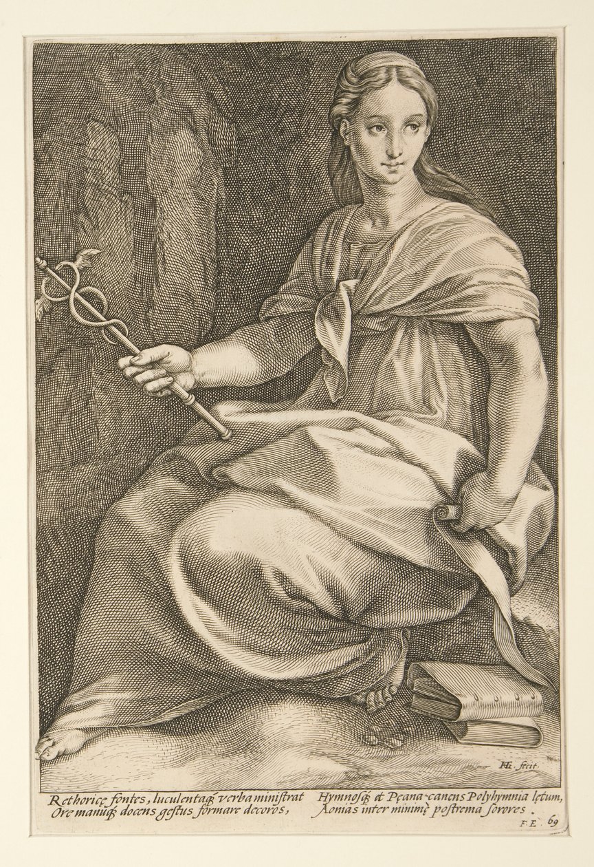 The Nine Muses: Polyhymnia, #8 in a Series of 9 by Hendrick Goltzius