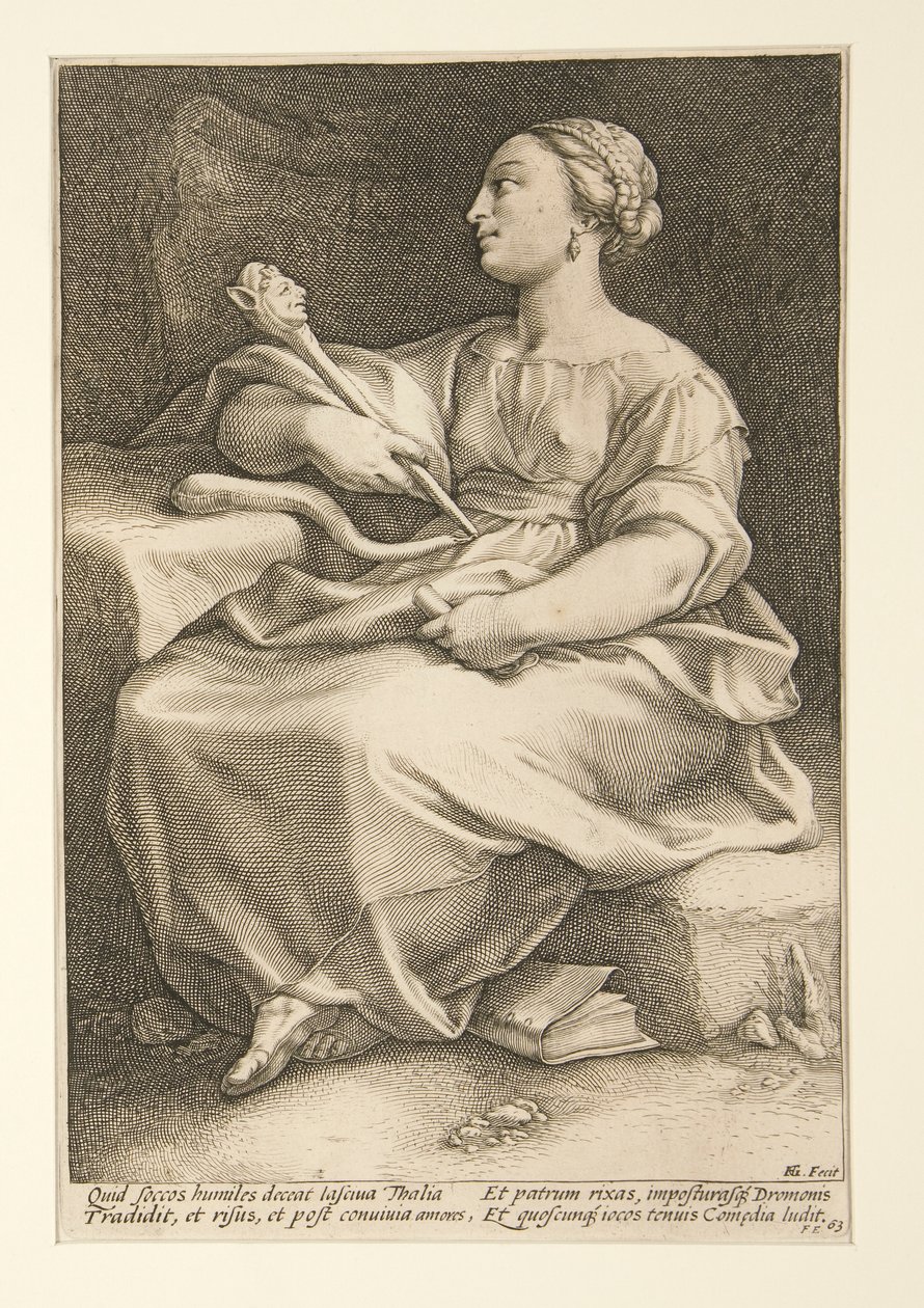 The Nine Muses: Thalia, #2 in a Series of 9 by Hendrick Goltzius