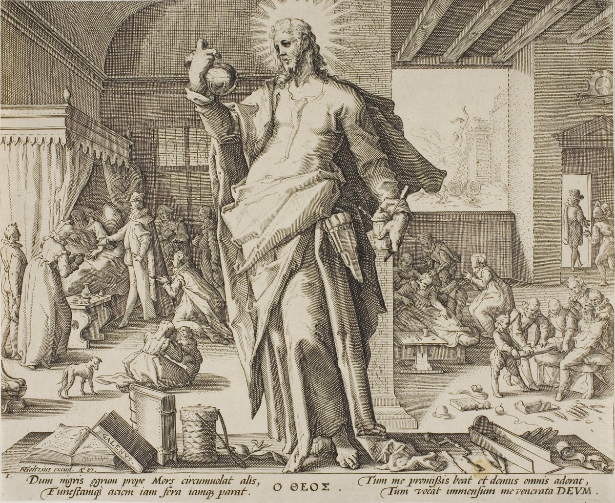 The Physician Considered as God (plate one from Allegories of the Medical Profession) by Hendrick Goltzius
