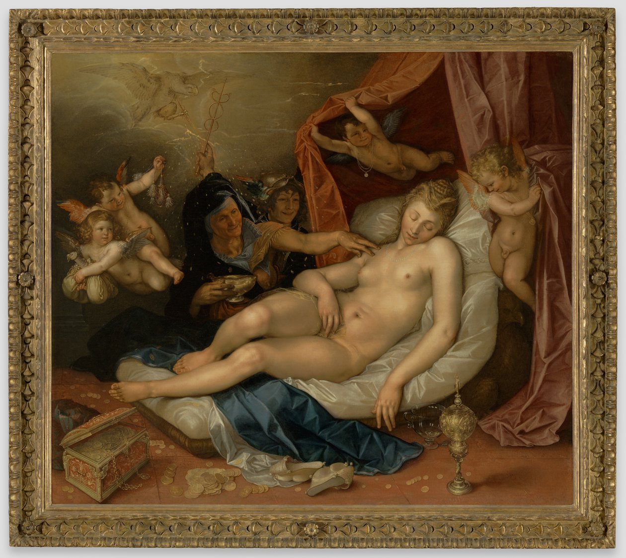 The Sleeping Danaë Being Prepared for Jupiter by Hendrick Goltzius