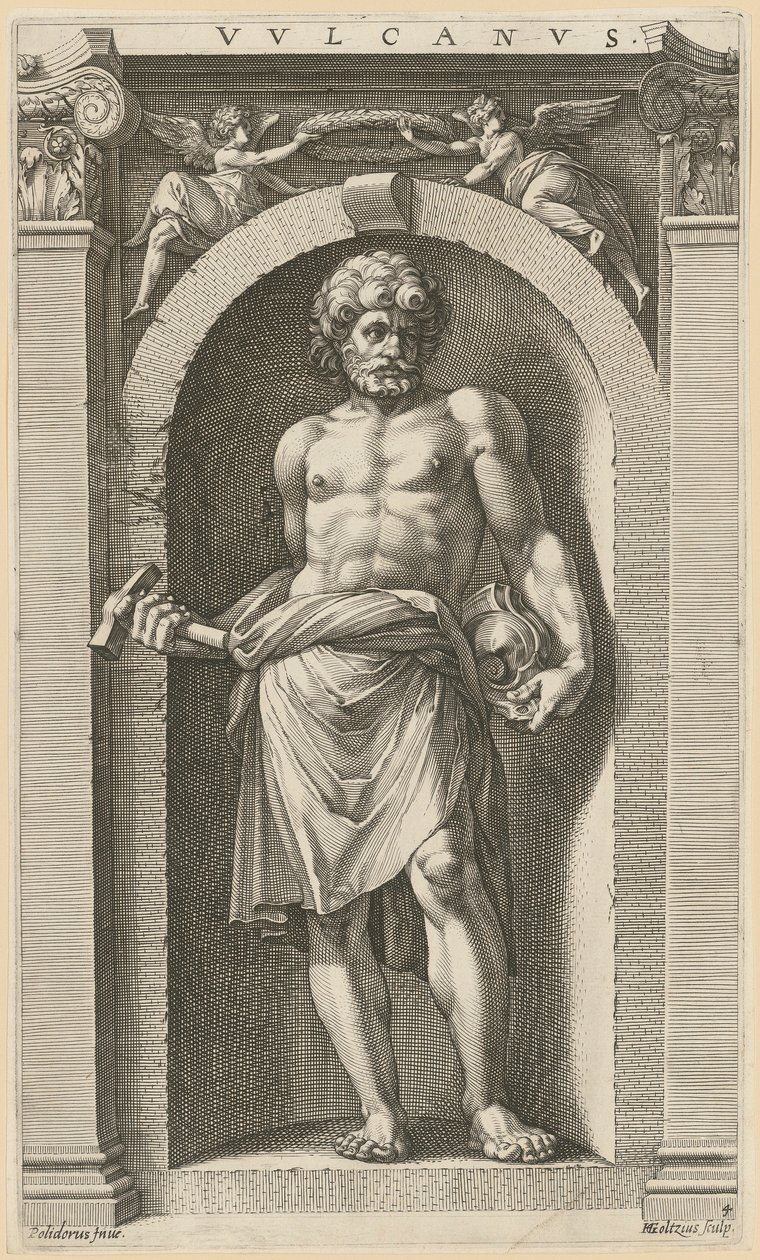 Vulcan, Plate 4 from the Series “Eight Ancient Deities” by Hendrick Goltzius