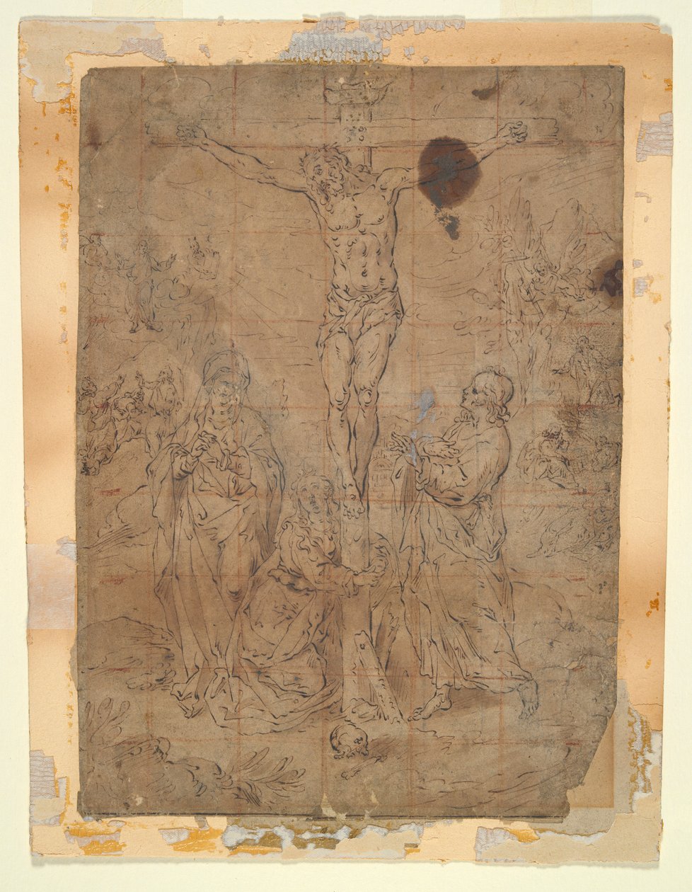 Christ on the Cross Between the Virgin and St. John with Scenes of the ...
