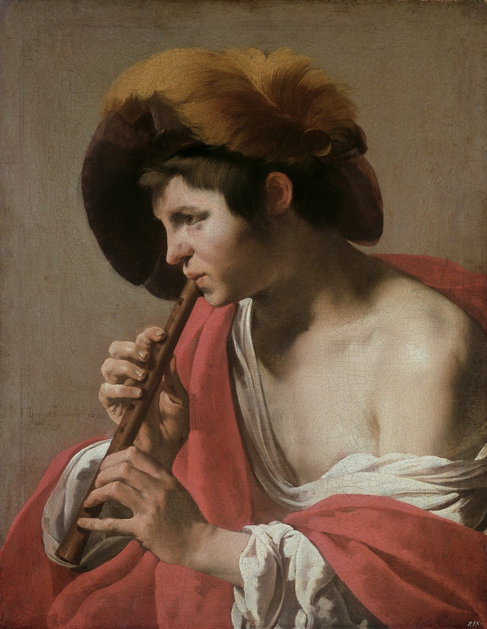 Knave Playing a Recorder by Hendrick ter Brugghen