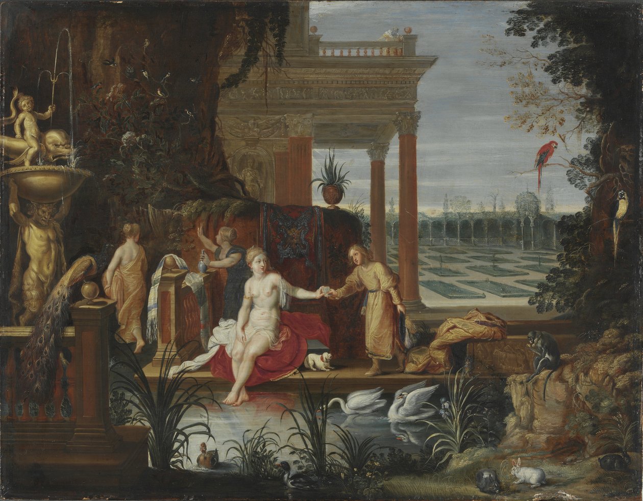Bathsheba in the Bath Receiving the Letter from King David, c.1600 by Hendrick van Balen