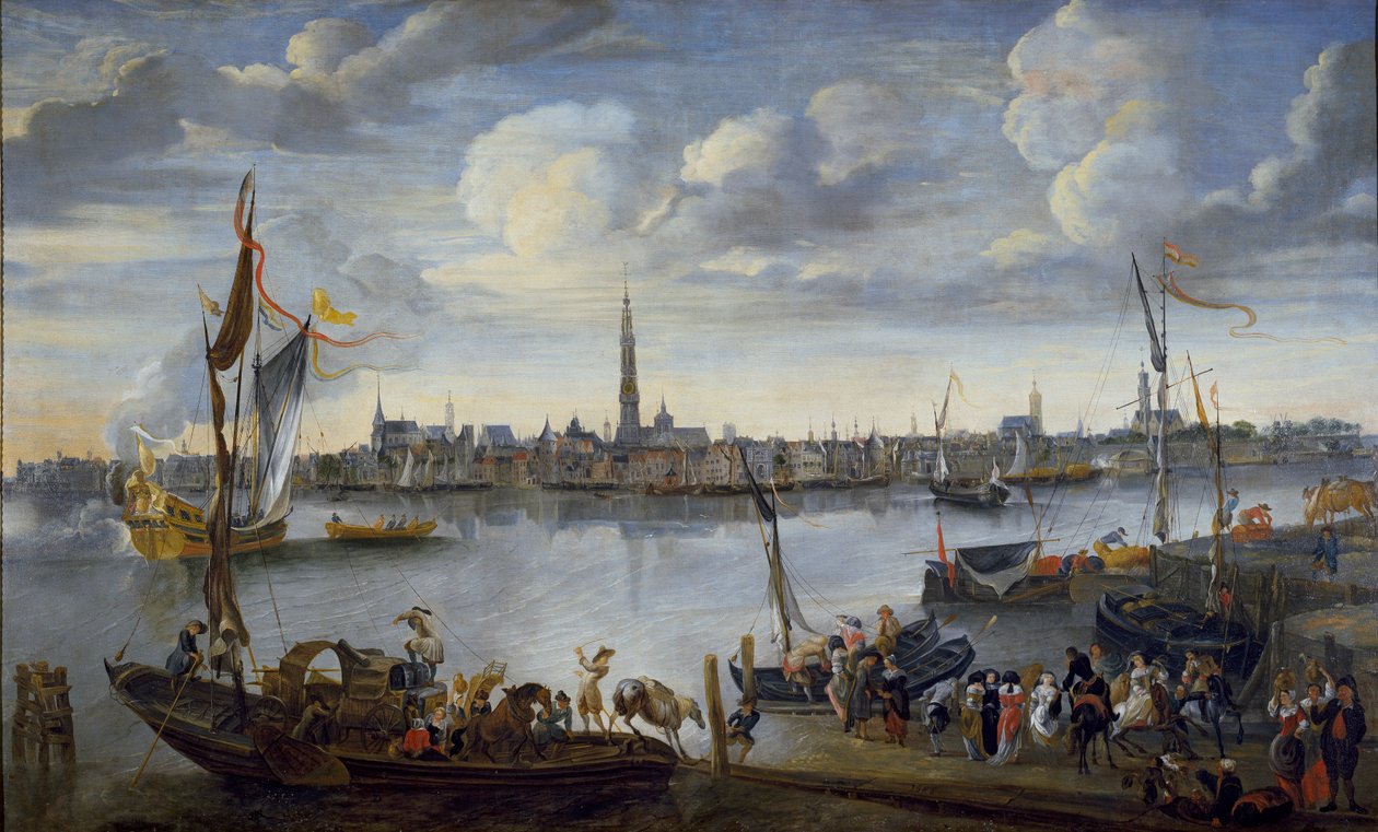 View of the Roads of Antwerp from the West Bank, post 1672 by Hendrick van Minderhout