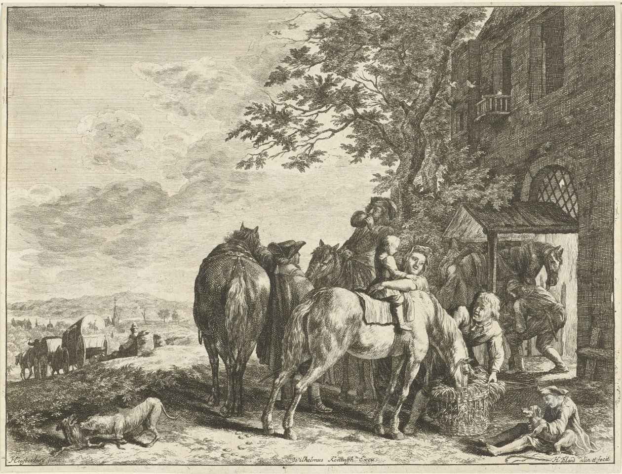 Travelers in Front of the Smithy by Hendrik Elandt