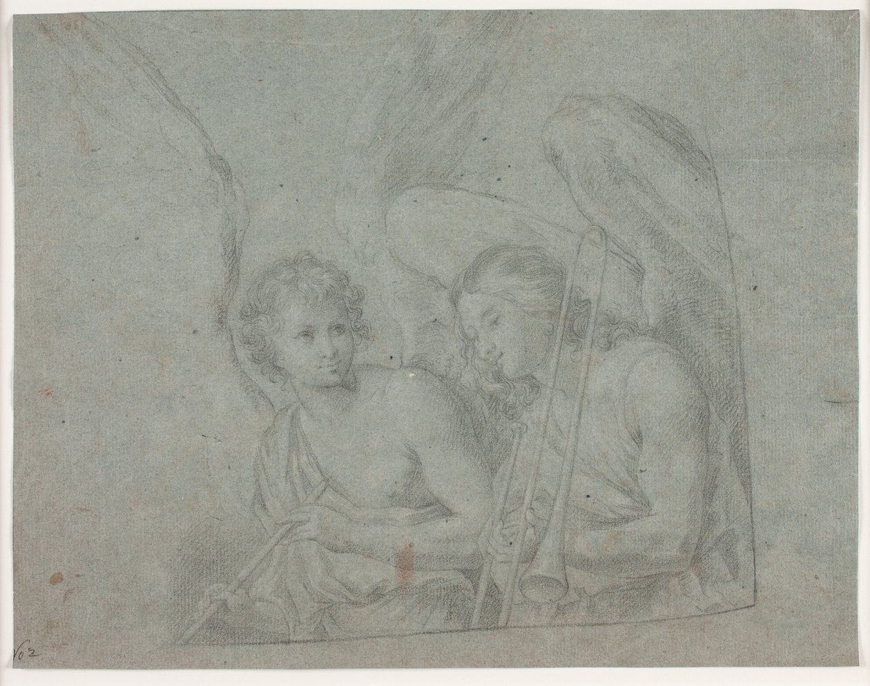 Two Angels with Musical Instruments by Hendrik Krock