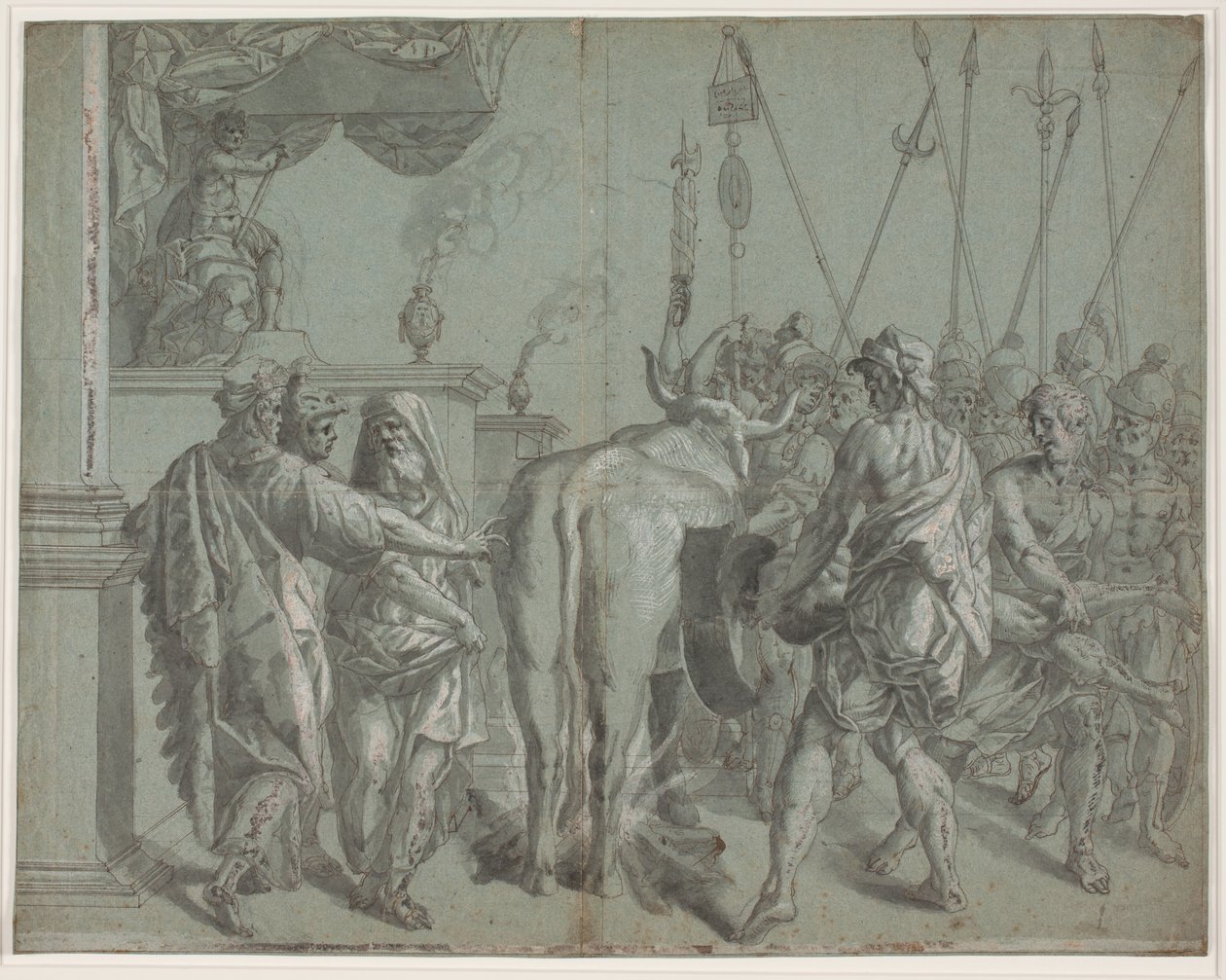 The Tyrant Phalaris of Agrigentum Encloses the Sculptor Perillus in the Glowing Bronze Bull by Hendrik Krock