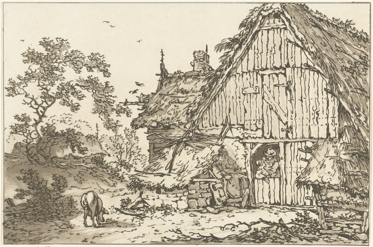 Farmhouse with Two People in the Doorway, Twelve Designs Calculated for the Use of Those Who Are Learning to Draw Landscape by Hendrik Meijer