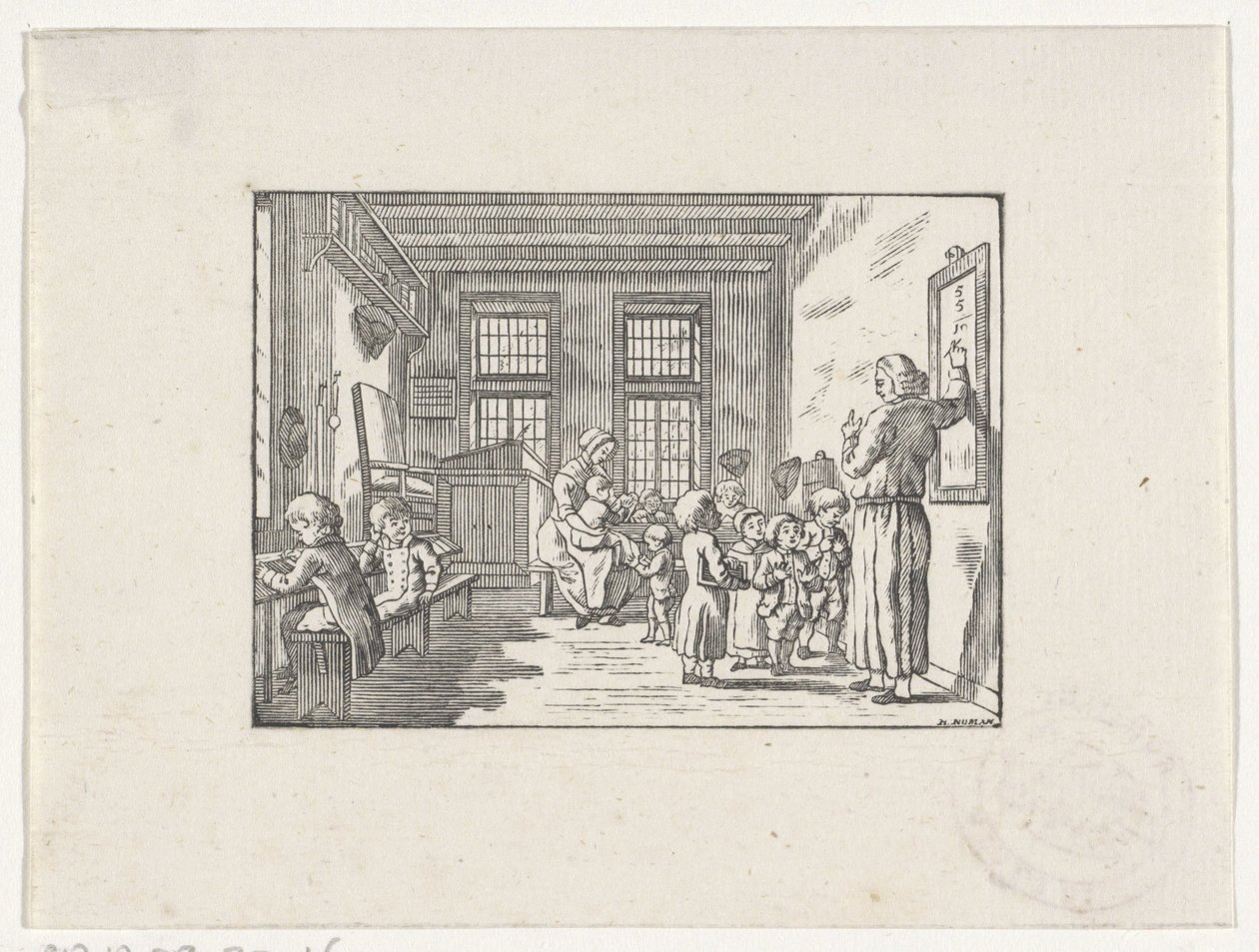 Woman Teaching Children Arithmetic in a Classroom by Hendrik Numan