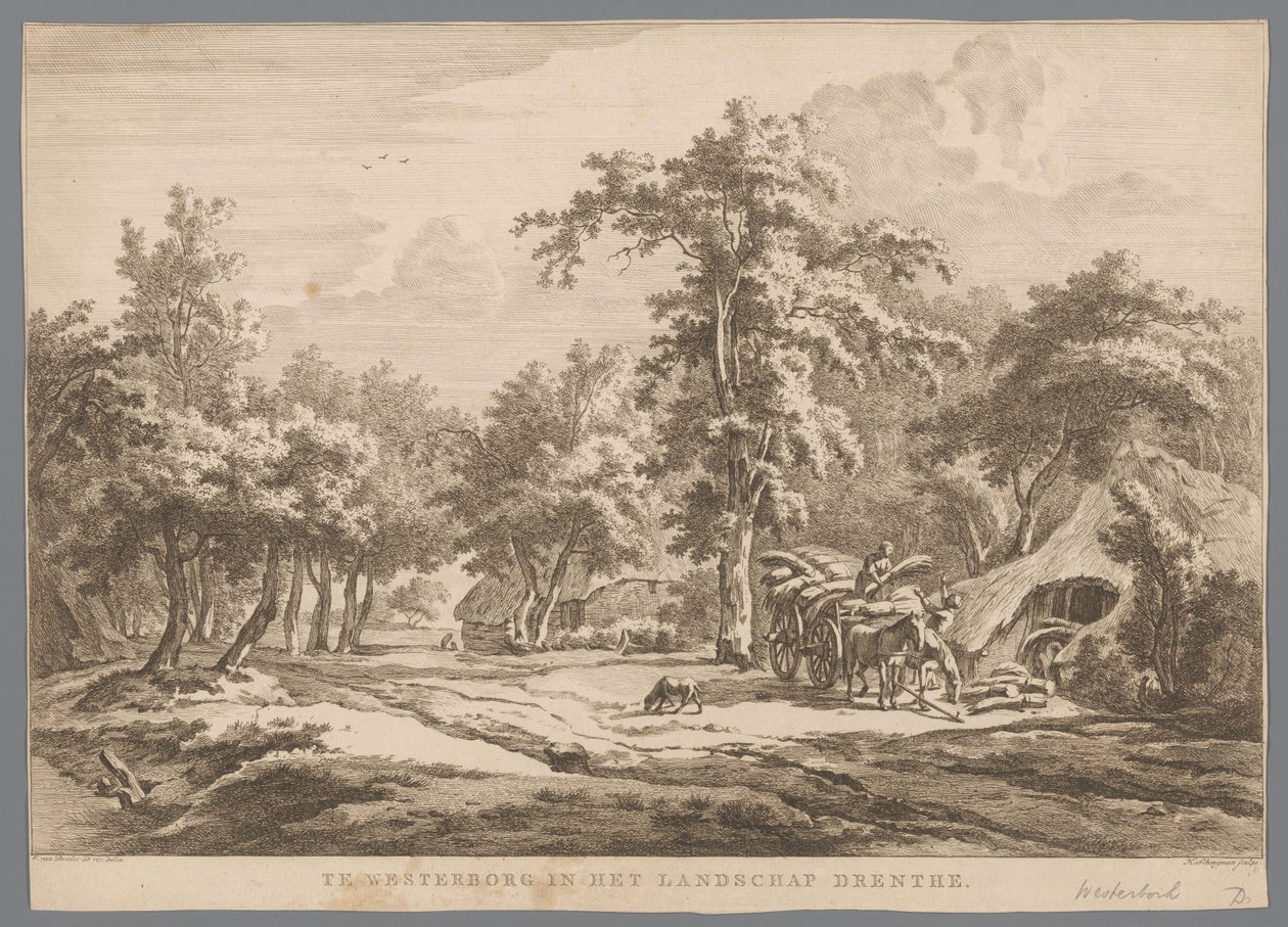 Landscape with Hay Wagon near Westerbork (Nine Views in Drenthe) by Hendrik Schwegman