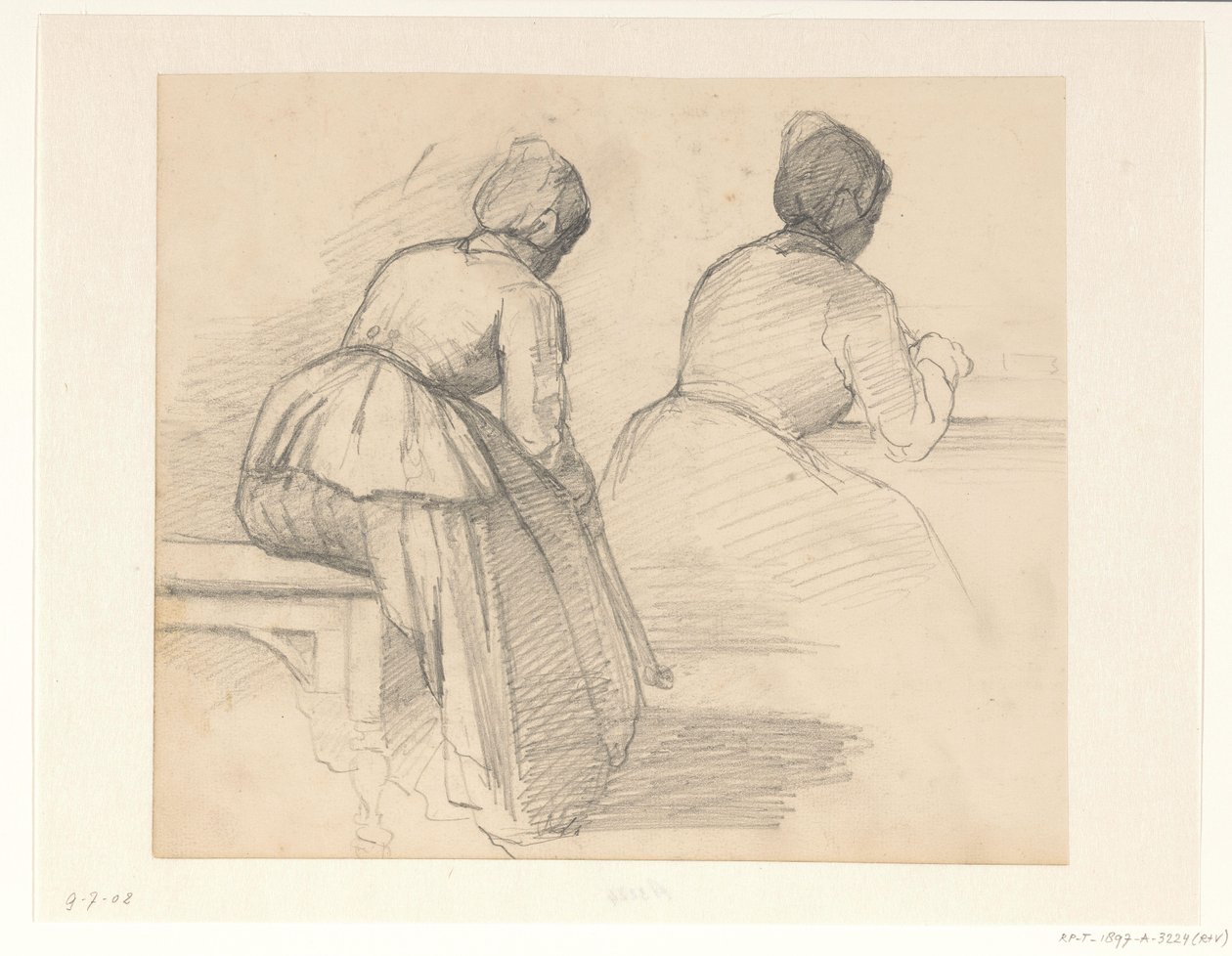 Two Studies of a Seated Woman, Seen from the Back by Hendrik Valkenburg