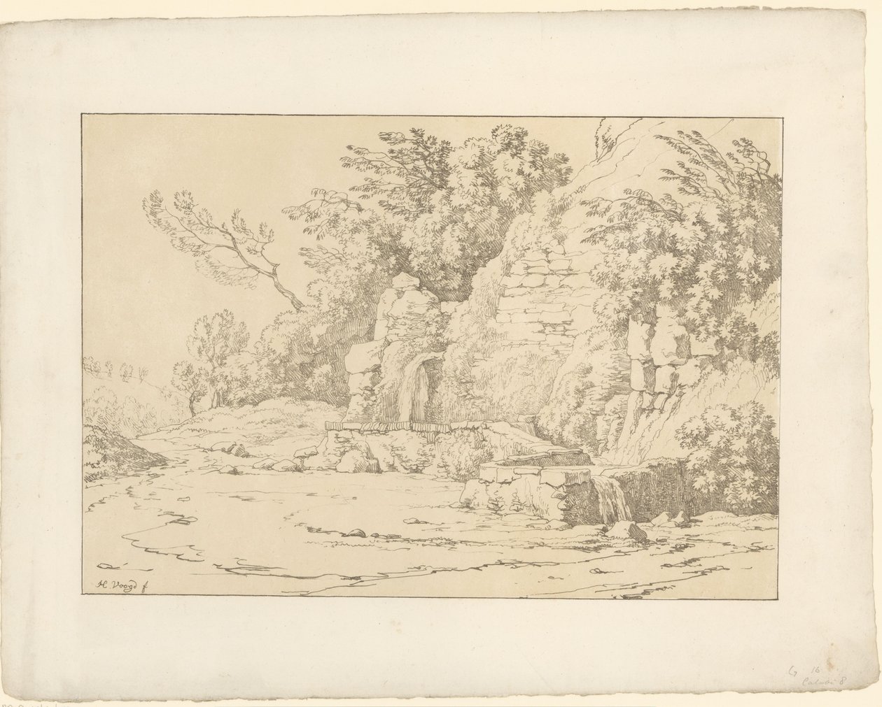Rocks with Basins (Tentamina Lithographica, Italian Landscapes) by Hendrik Voogd