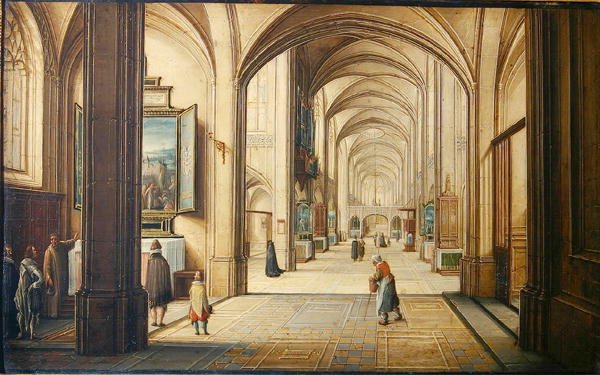 Church Interior with a Sacristan Showing a Painting to Visitors by Hendrik the Younger Steenwyck