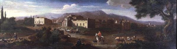 A Monastery in the Roman Campagna by Hendrik van (studio of) Lint