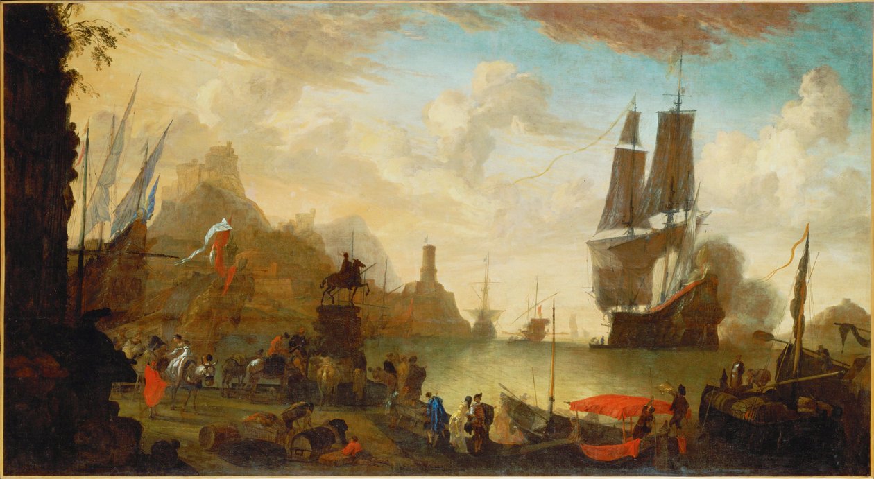 View of an Italian Port by Hendrik van Minderhout