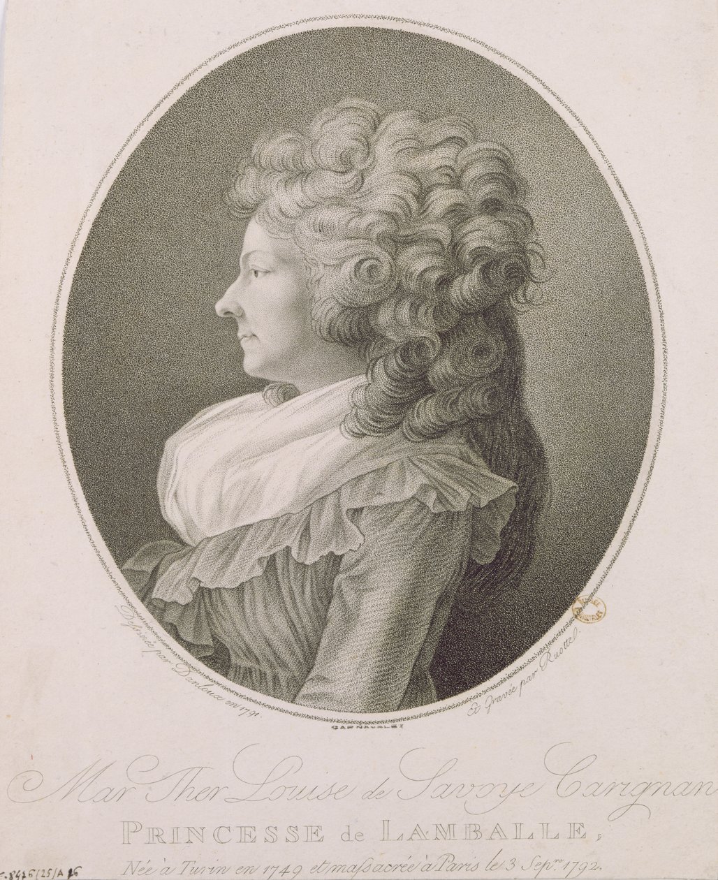 Marie Therese Louise de Savoie-Carignan (1749-92) Princess of Lamballe by Henri Pierre Danloux