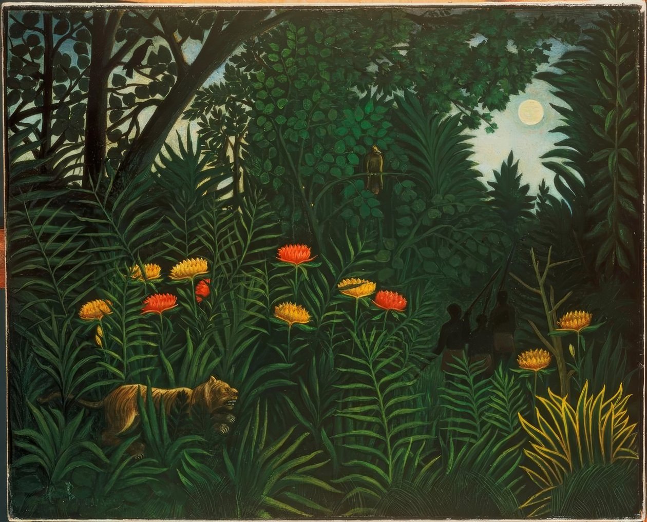 Exotic Landscape with Tiger and Hunters by Henri Rousseau