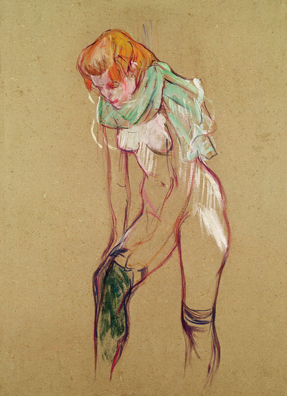 Woman Pulling Up Her Stocking by Henri de Toulouse-Lautrec