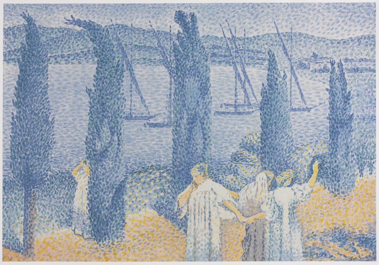 The Promenade (Landscape with Cypresses) by Henri-Edmond Cross