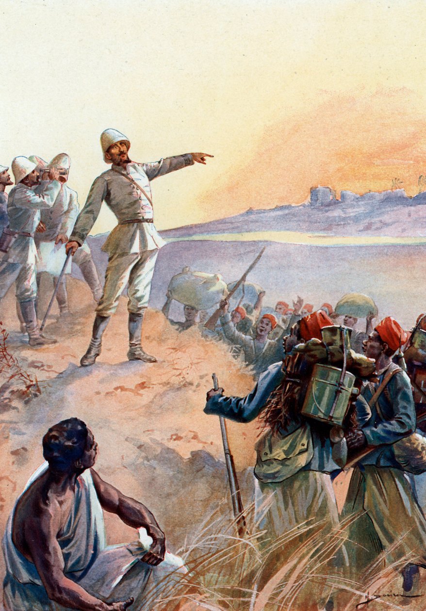 Fachoda Crisis: Captain Jean Baptiste Marchand (1863-1934) and His Senegalese Tirailleurs Marching for Fachoda in Sudan to Make It a French Protectorate, July 1898 by Henri Gaston Darien