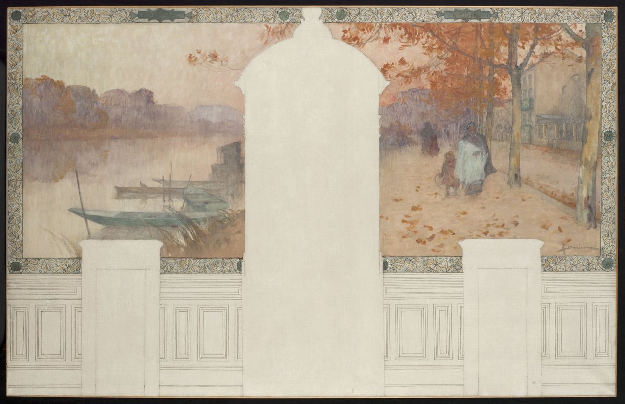 Sketch for Asnières Town Hall: Autumn, the Seine at Asnières, ca. 1900 by Henri Gaston Darien