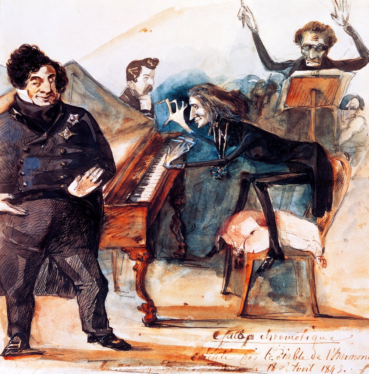 Caricature of Franz Liszt by Henri (1814-82) Lehmann