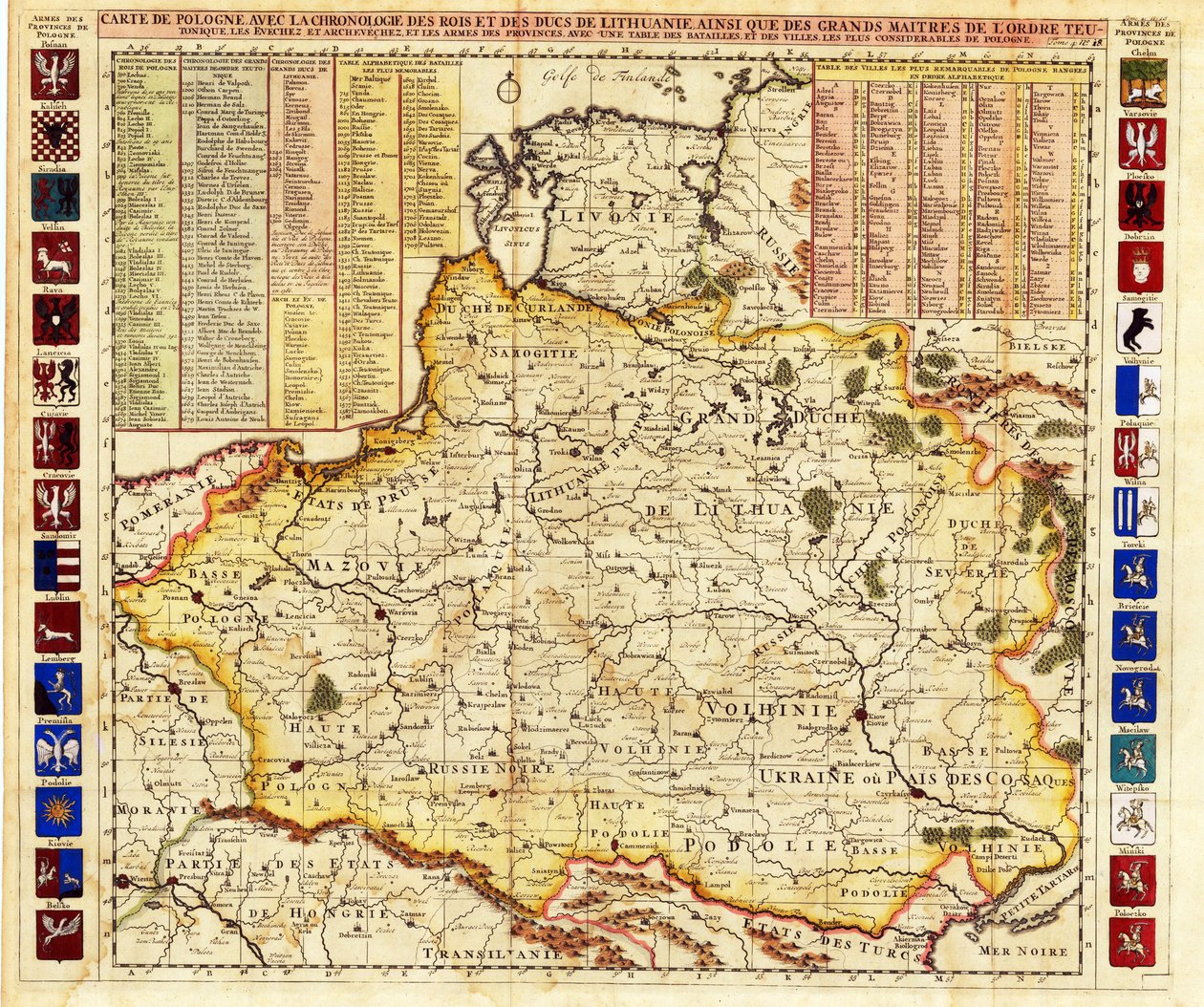 Map of Poland Includes Portions of Livonia and Grand Duchy of Moscow by Henri Abraham Chatelain
