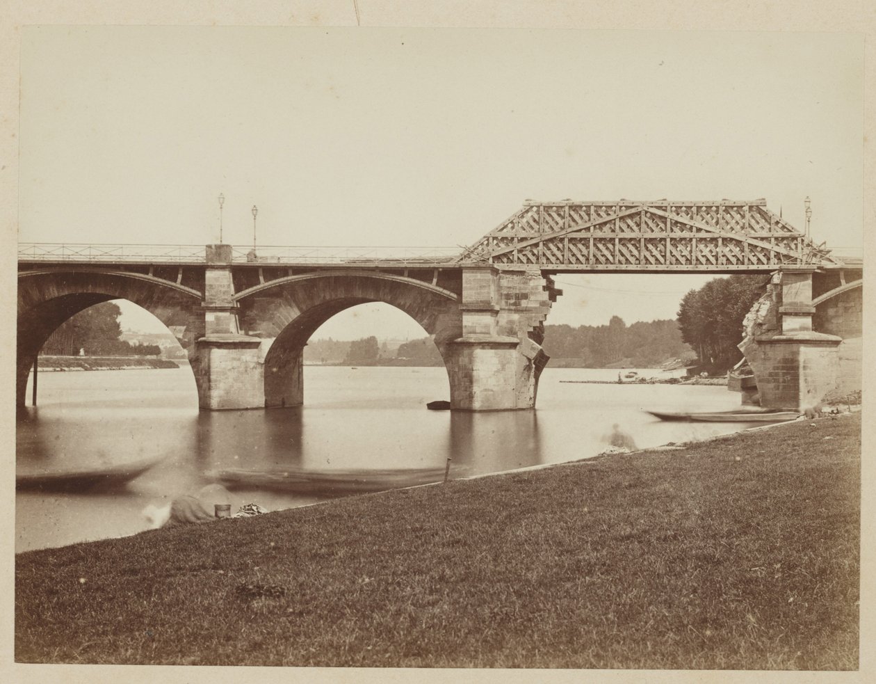 Le Pont de Saint Cloud After the Franco-Prussian War by Henri Bevan