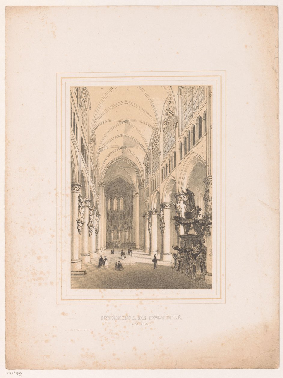 Interior of the St. Michael and St. Gudula Cathedral in Brussels by Henri Borremans (attributed to)