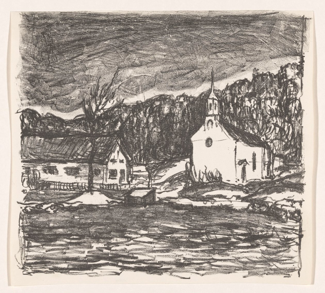 Hilly Landscape with Church by Henri Braakensiek (signed by artist)