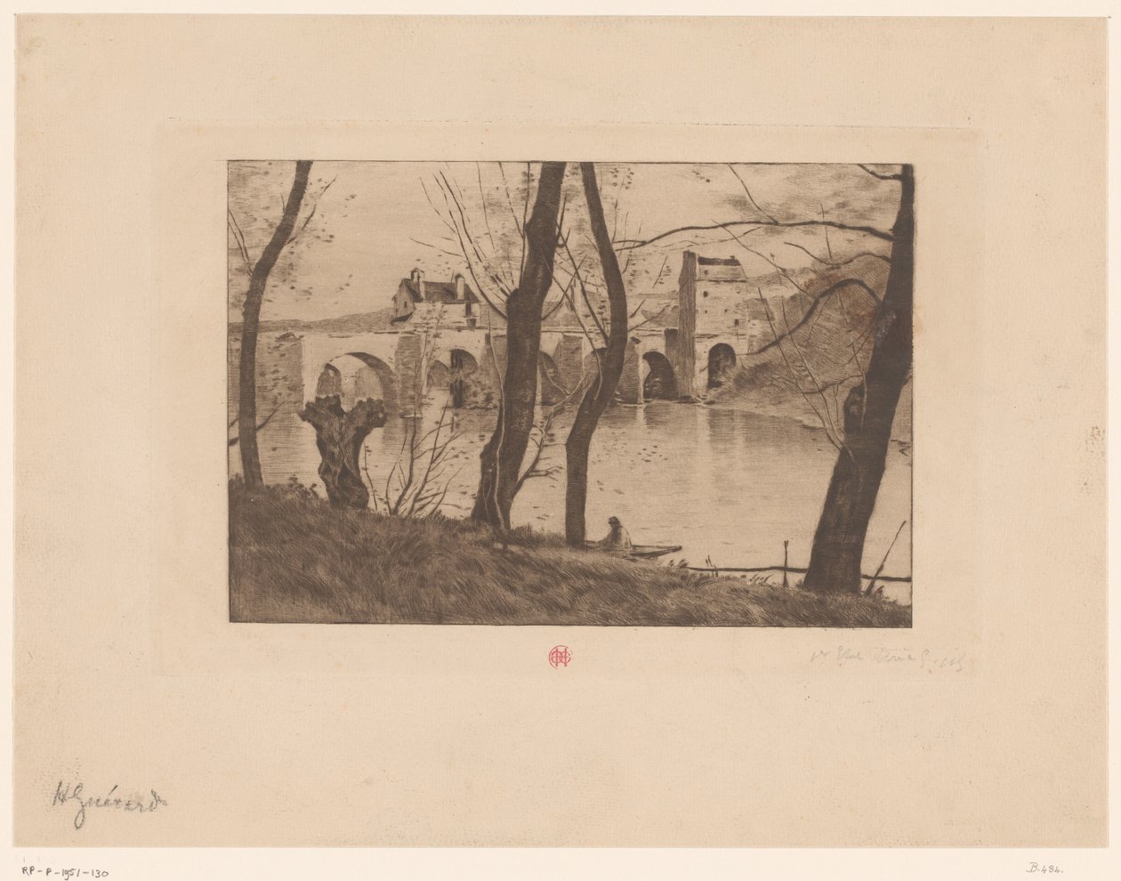 View of Bridge in Mantes-la-Jolie by Henri Charles Guérard