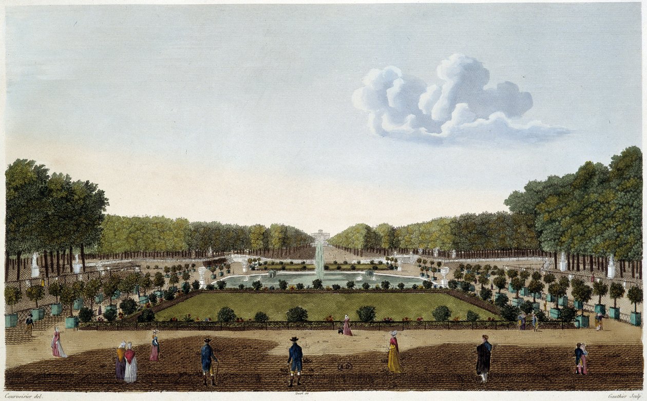 Le Jardin du Luxembourg Seen from the Terrace of the Palais. Engraving by Courvoisier by Henri Courvoisier-Voisin