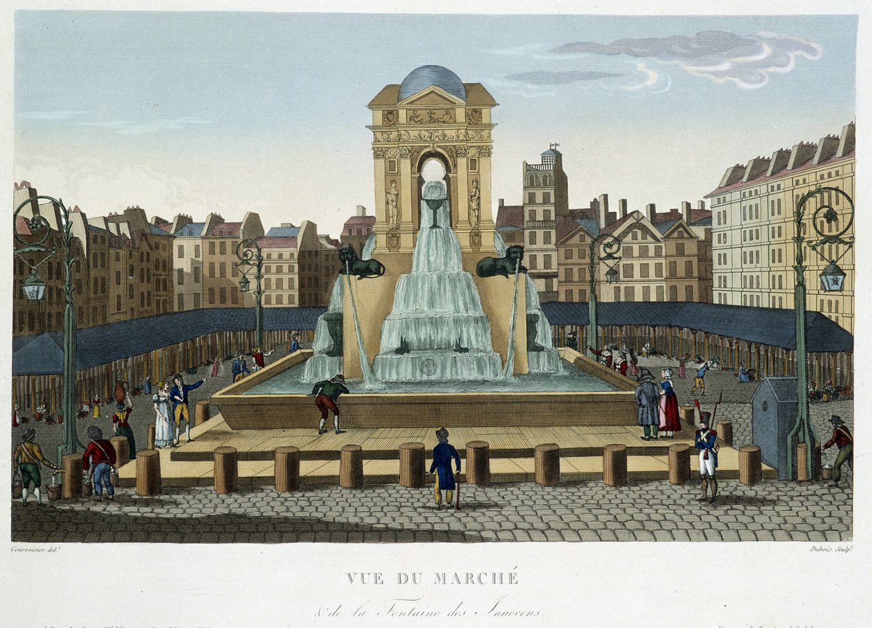 The Fountain of the Innocents, circa 1820 - in Views of Paris by Courvoisier 1827 by Henri Courvoisier Voisin