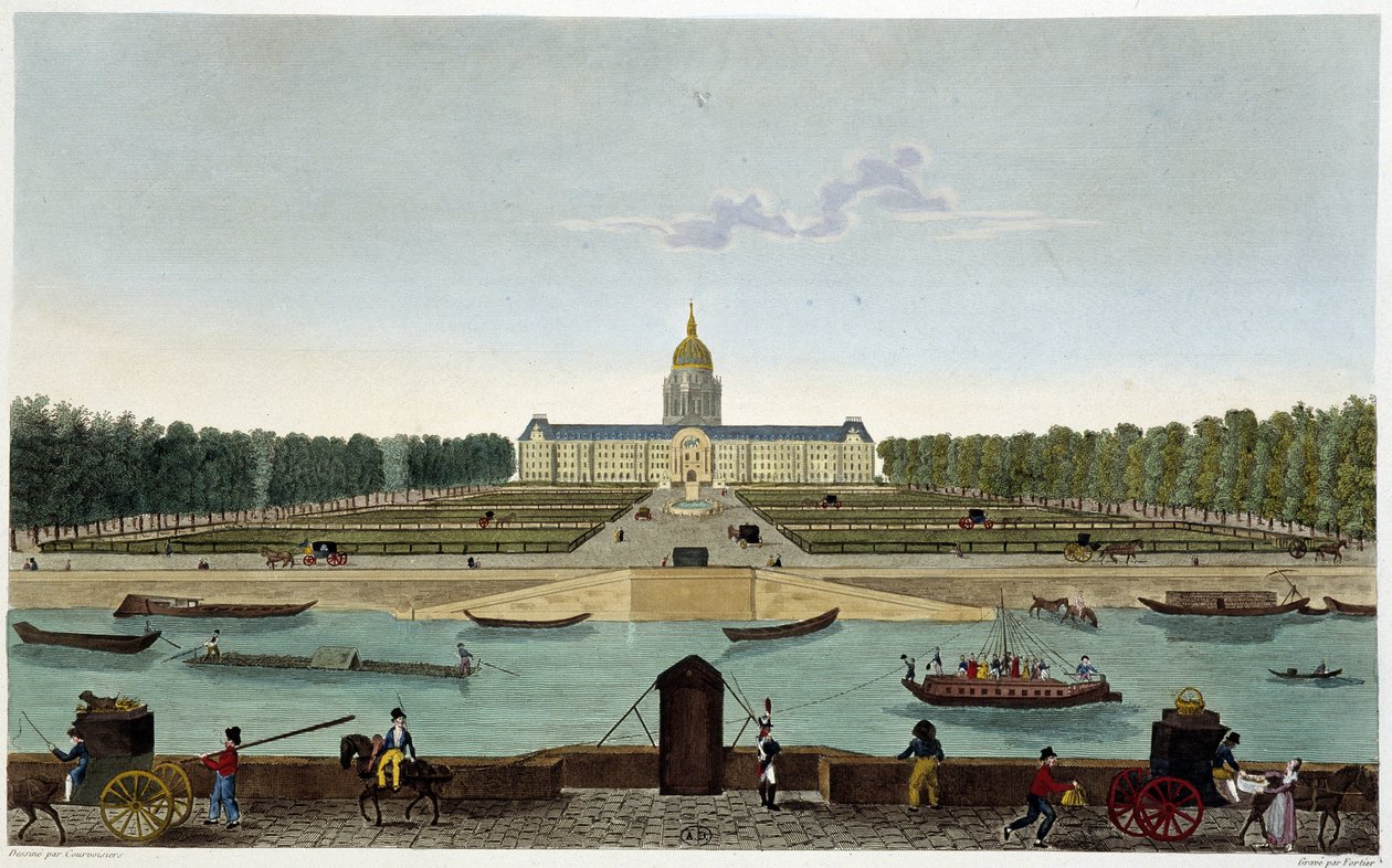 View of the Champ de Mars and the Hôtel des Invalides taken on the other side of the Seine (Cours la Reine) - in Views of Paris by Courvoisier by Henri Courvoisier Voisin