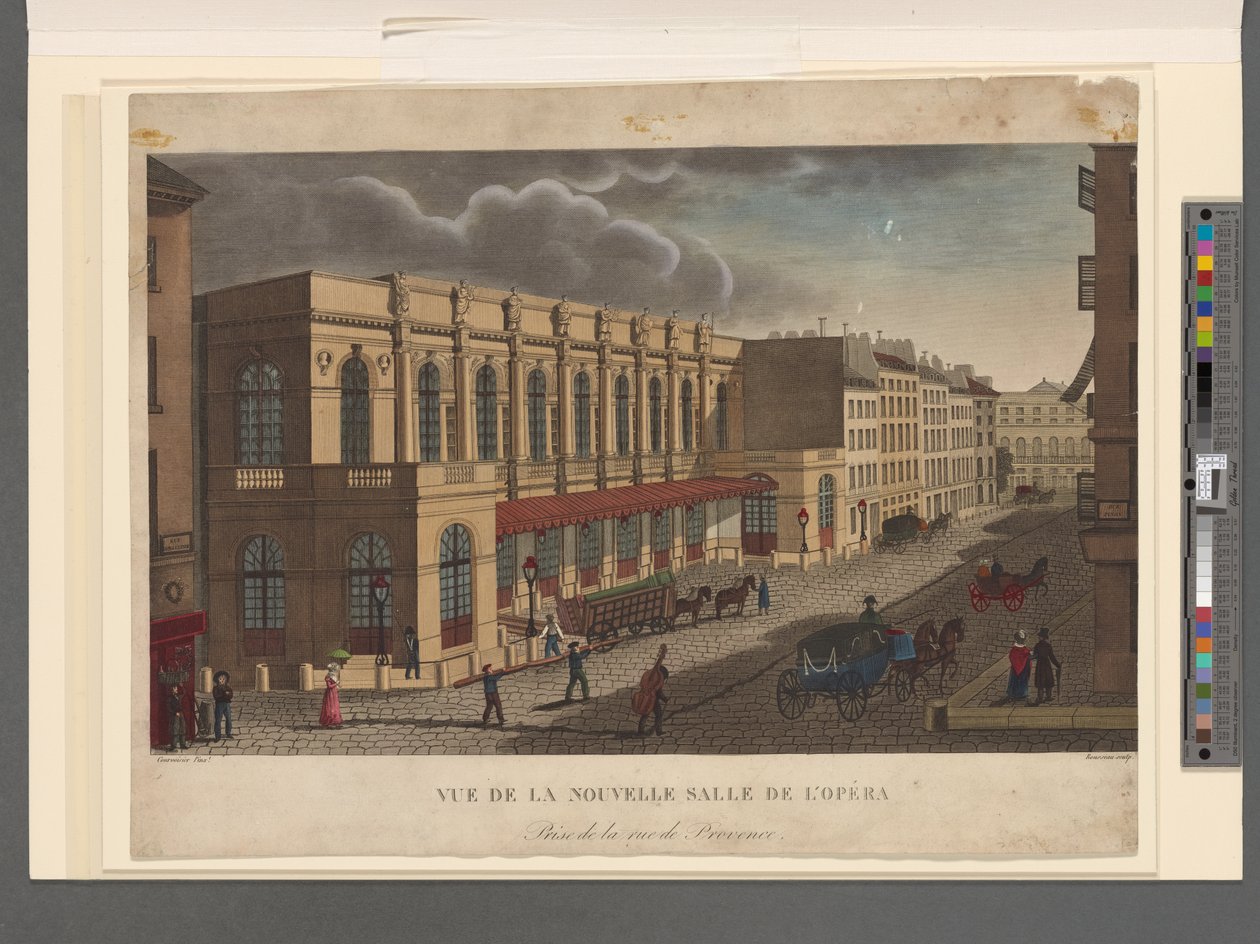 View of the new Opera hall from Rue de Provence, engraved by Rousseau, c.1821 by Henri Courvoisier Voisin