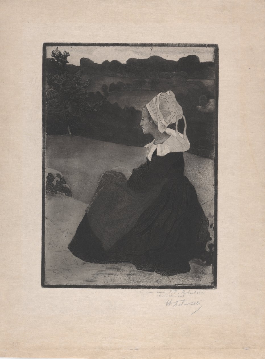 Seated Breton Woman by Henri Delavallee