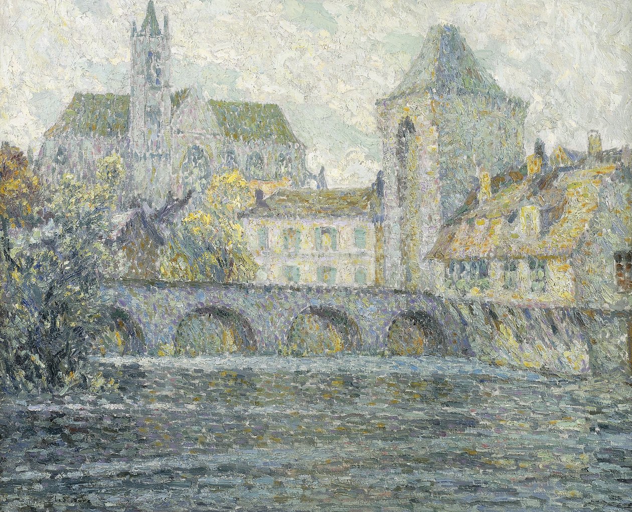 Moret Landscape, the Bridge by Henri Eugene Augustin Le Sidaner