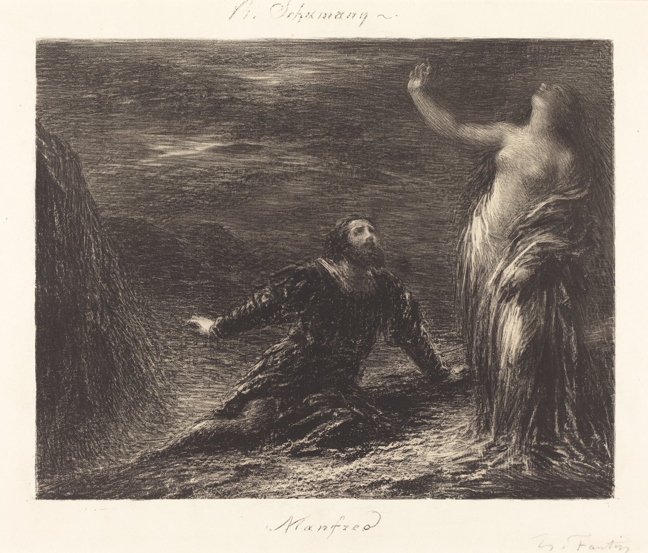 Manfred and Astarte (2nd plate) by Ignace Henri Jean Fantin Latour