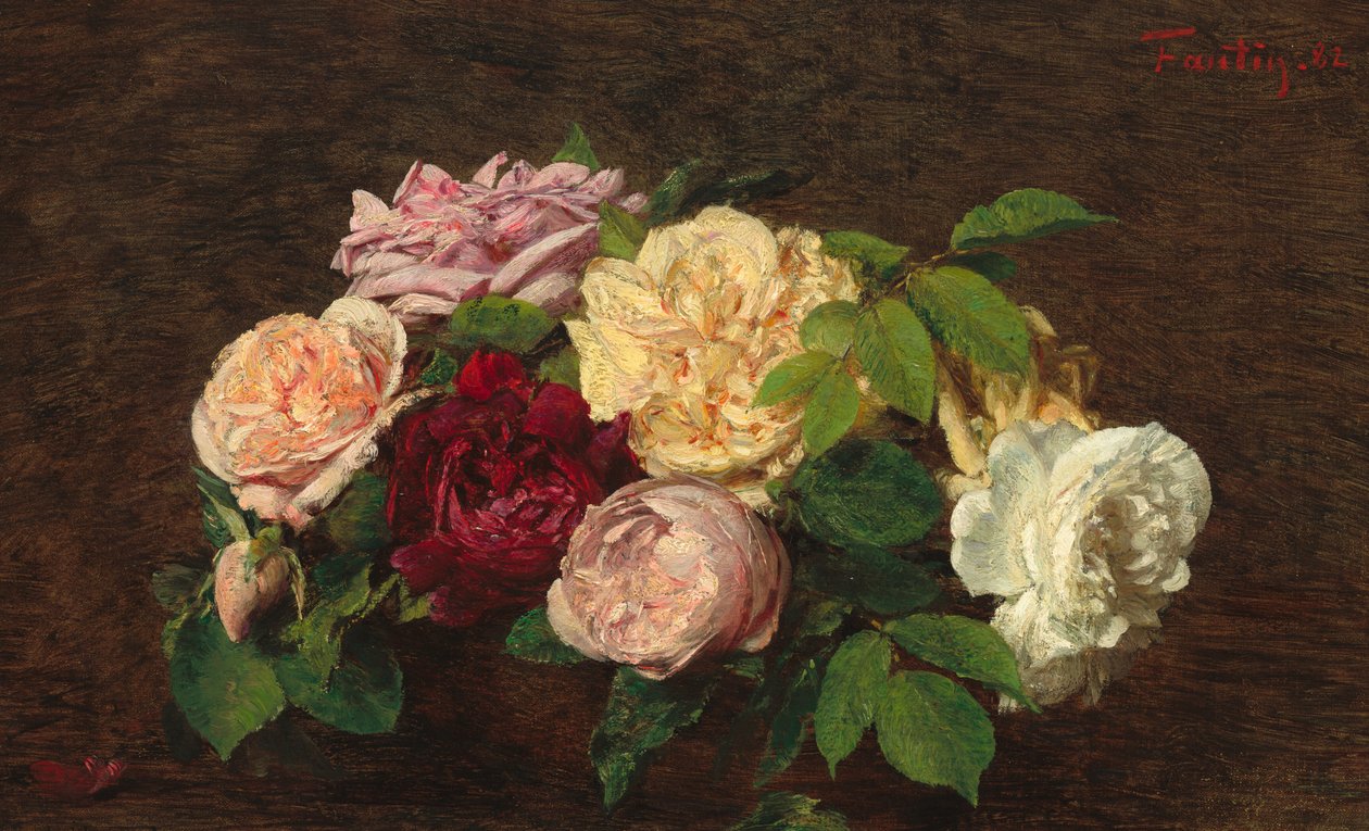 Roses de Nice on a Table by Ignace Henri Jean Fantin-Latour